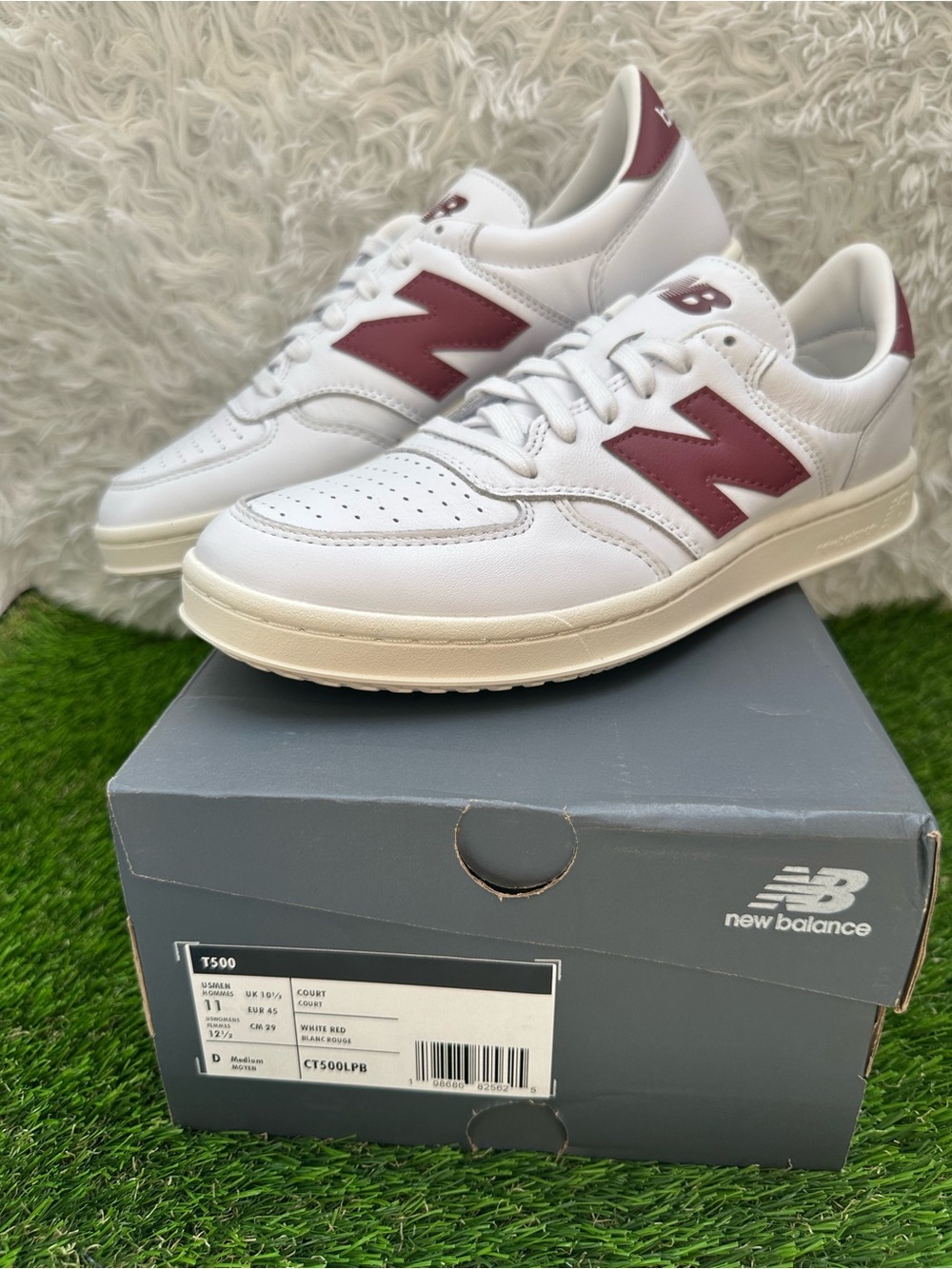 New Balance Men’s White and Maroon Low-Top Sneakers